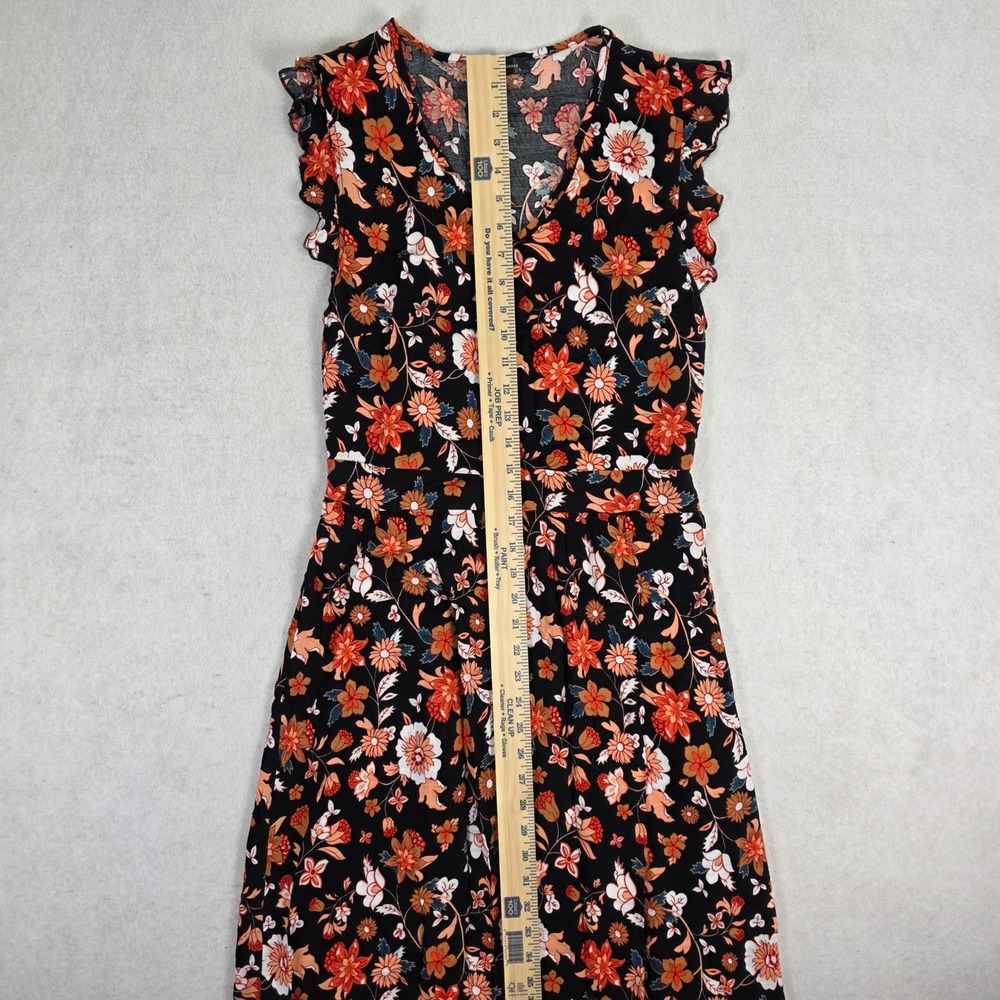 Prettygarden Women Large‎ Maxi Dress Black Orange Floral Boho High Low Excellent - Picture 8 of 11